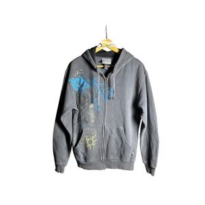 Supply Demand Charcoal Graphic Full Zip Hoodie Sweatshirt Size S